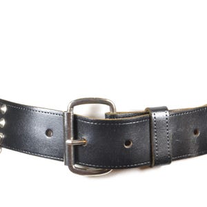 Real Leather Spiked Belt, Heavy-Duty Black Punk Rock Waist Belt with Metal Studs, Alt & Gothict, Edgy Vintage Black Belt for Women