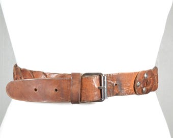 Vintage Leather Braided Belt  Bohemian, Cottagecore, Western, Equestrian Women M Vintage Banana Republic Wide Braided Leather Belt Brown  main image 2