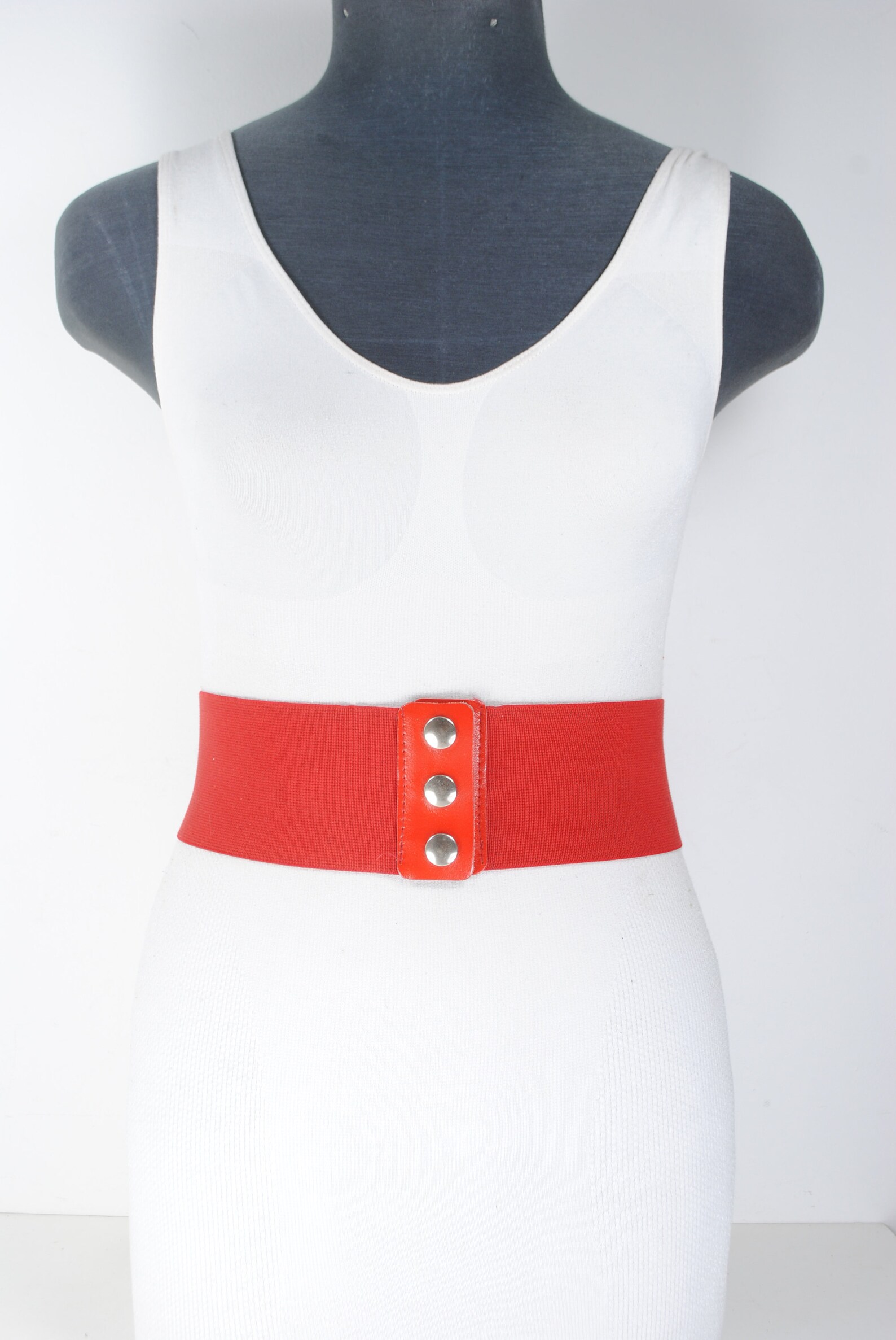 80s 2933 Red Wide Elastic Belt Corset Waist Belt Etsy
