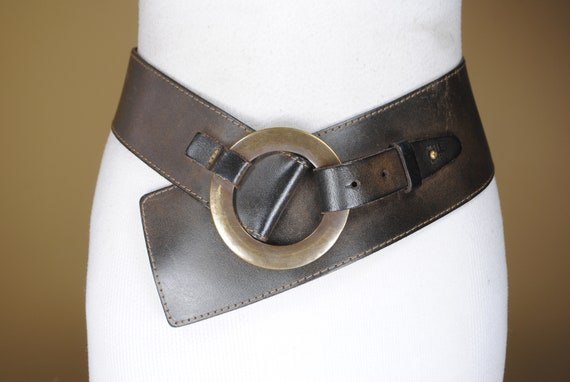 Ladies Leather Medieval belt with 12th-14th Century solid brass buckle ...