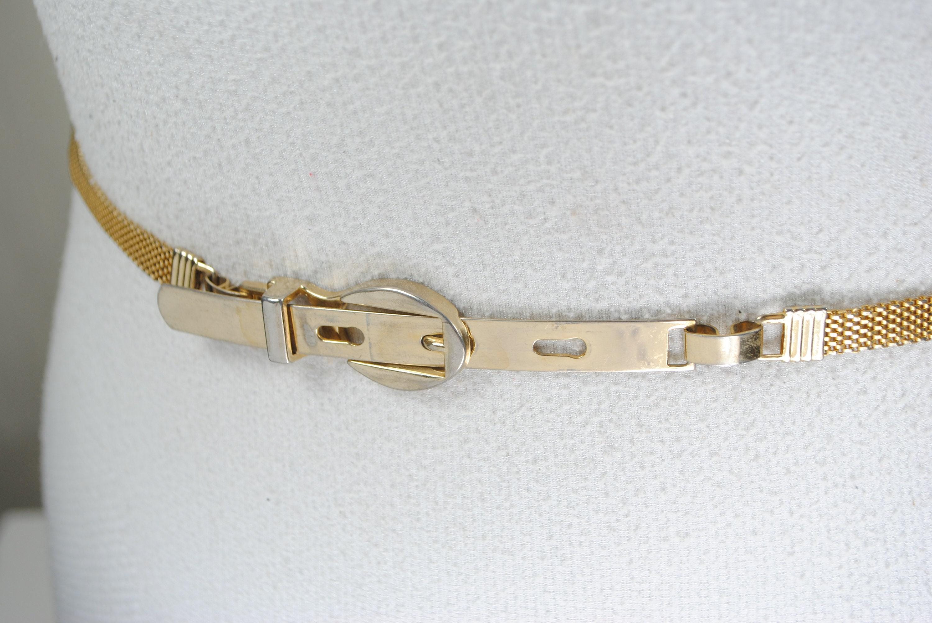 Vintage Gold Shiny Mesh Waist Belt, Fully Metal Retro  display picture 3