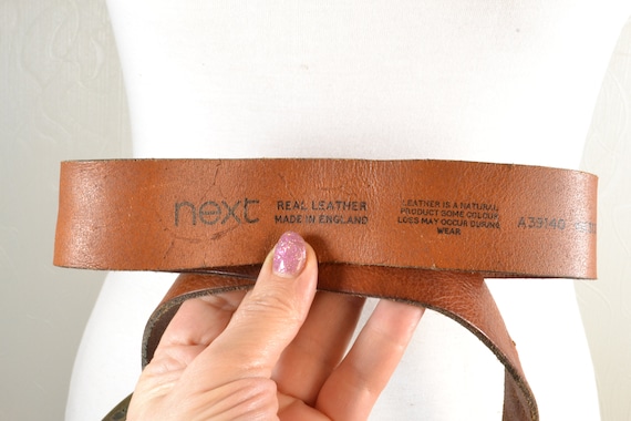 Vintage Brown Leather Disc
Statement Belt with Brass
Hardware 42 inch Full Grain Chocolate Brown Buffalo Leather Custom Double  main image 4