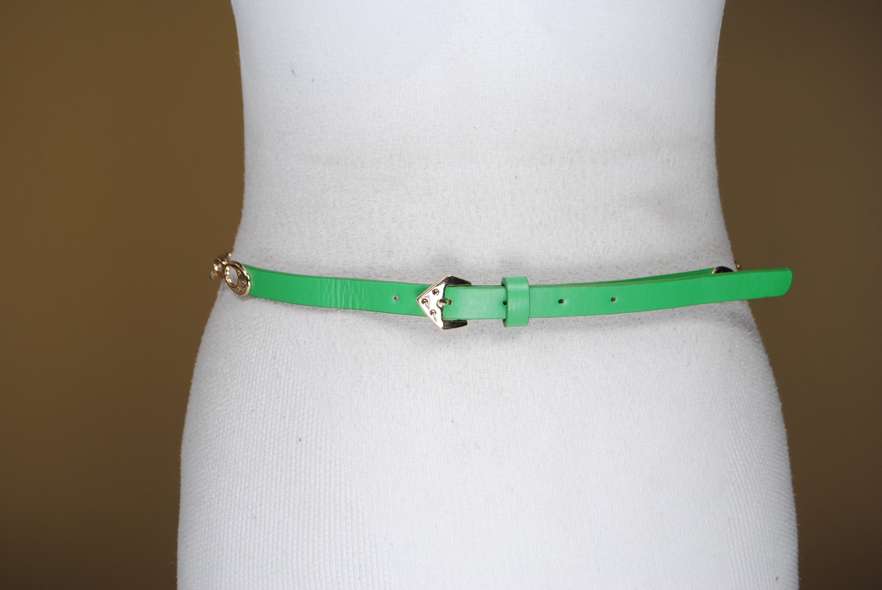 Skinny Green Waist Belt for Women With 