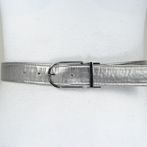 Vintage Calvin Klein Belt, silver metallic belt, skinny belt