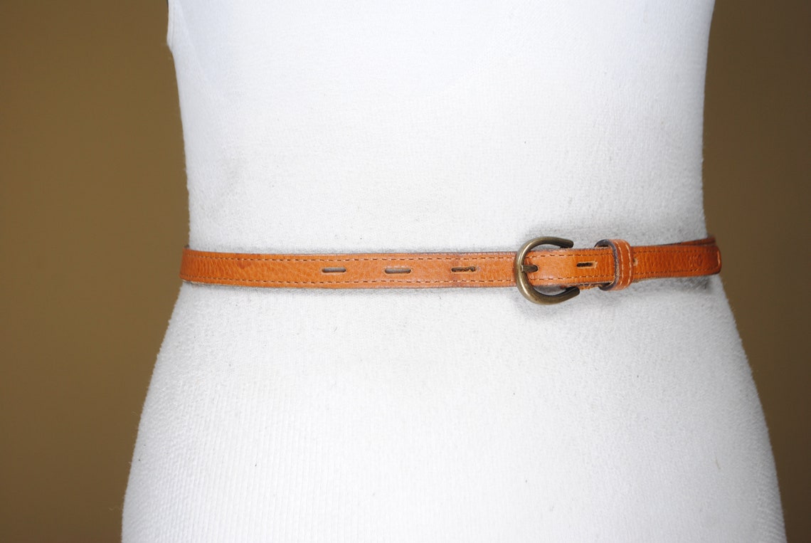 Skinny Tan Brown Leather Belt for women | Etsy