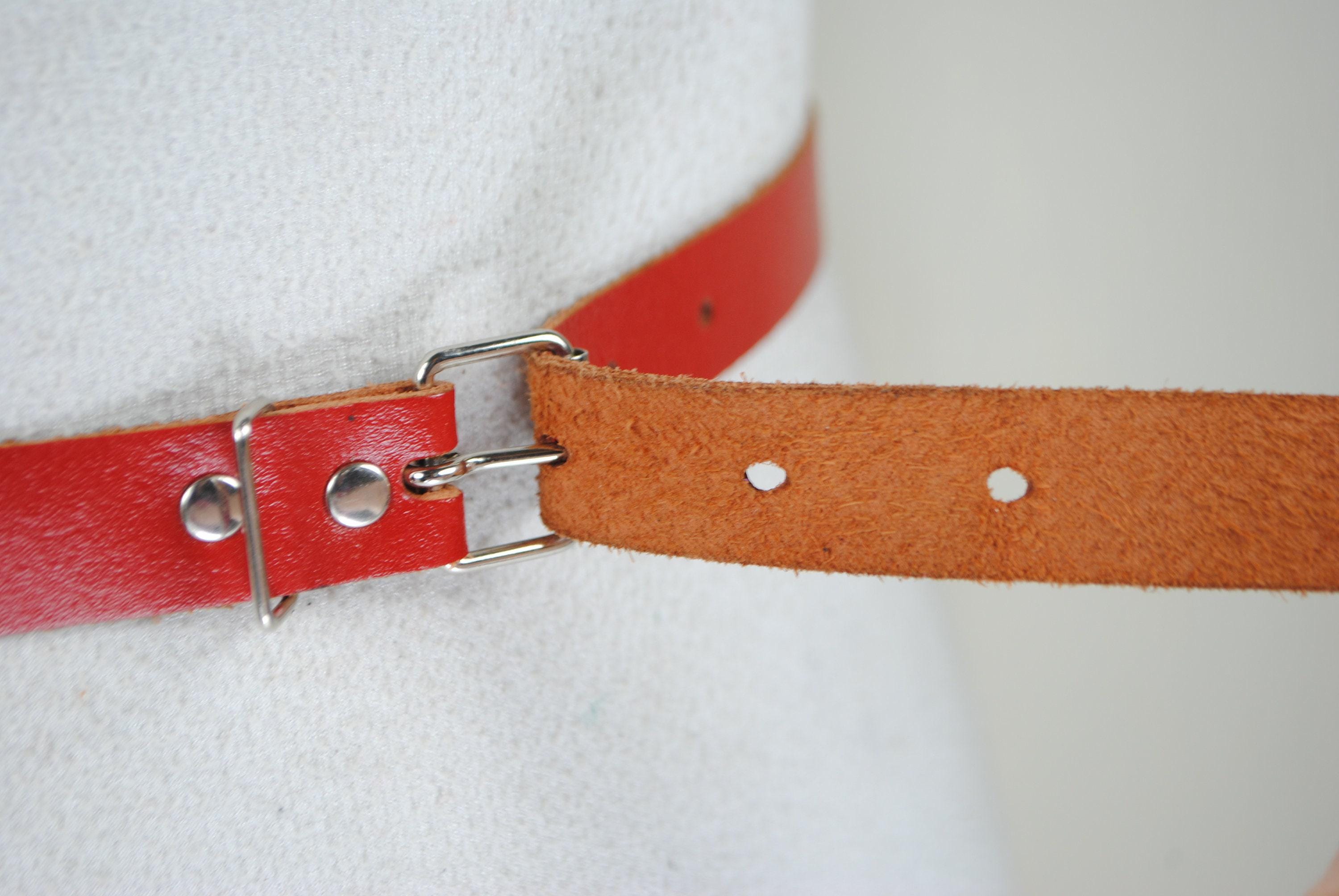 Woolrich Red Slim Leather Waist Belt with Silver Rectangle Metal Buckle M/L Woolrich Belts for Men for sale | eBay main image 3
