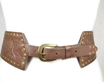 NEW YORK Company Vintage Tan Genuine Leather Belt With Oval  display picture 1