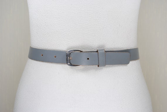 Skinny Gray Leather Belt for Women. Light Grey Tr… - image 7