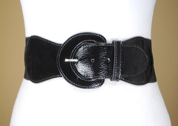 Wide Black Stretch Belt Massive Covered 