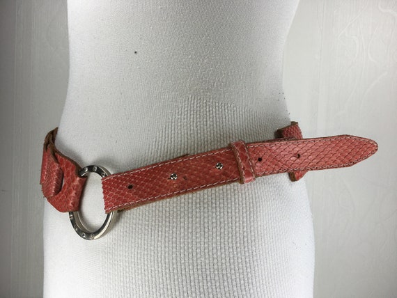 1990s pink python snake skin belt for women - image 3