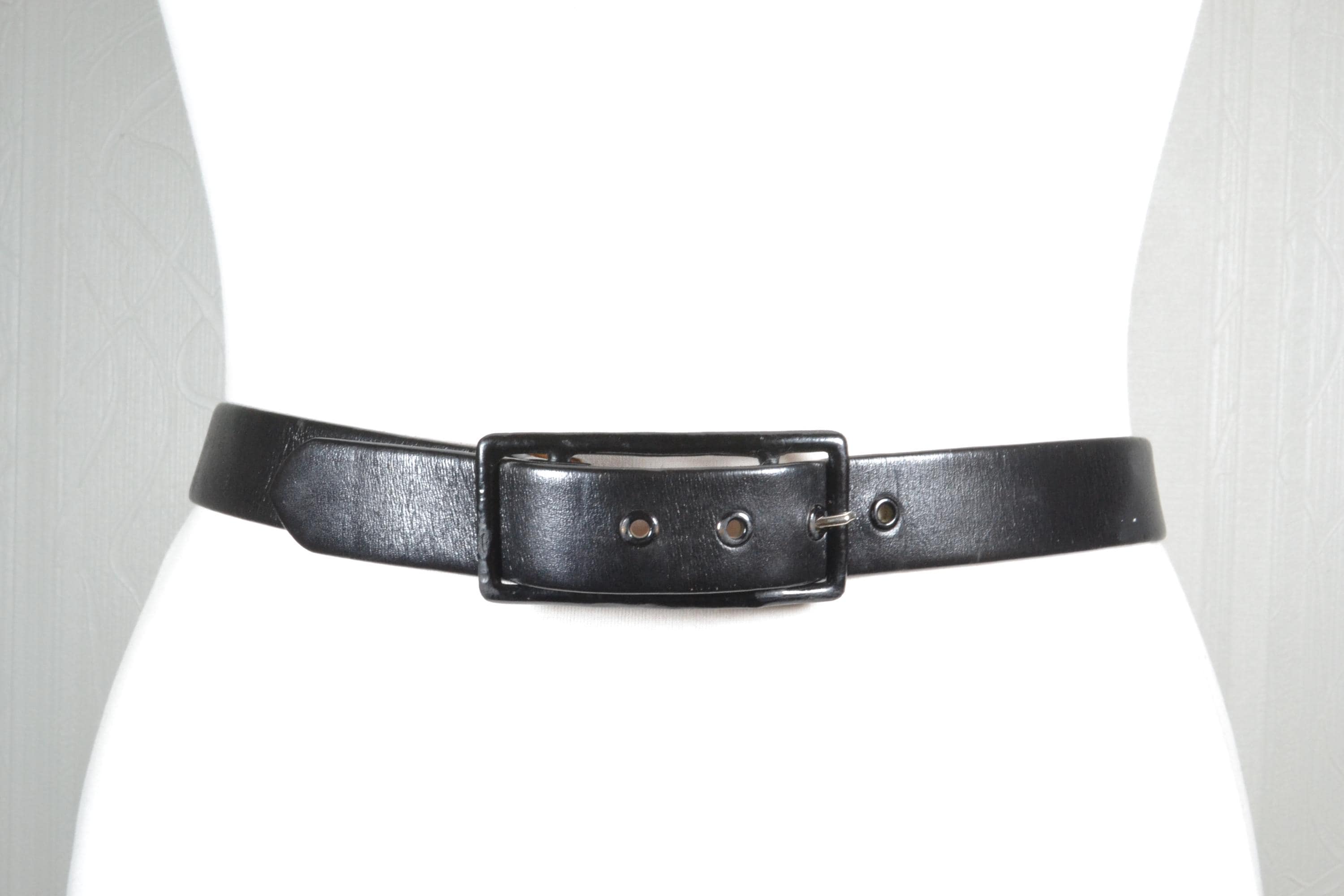8111 Black Leather Thin Dress Belt, Elegant Waist Bow Belt (black 6450/6451 - 1.5 main image 2
