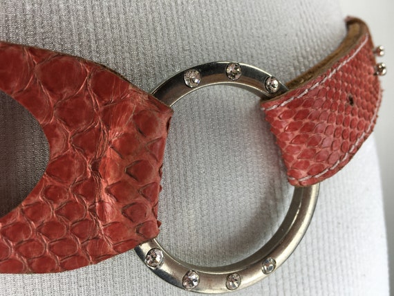 1990s pink python snake skin belt for women - image 7