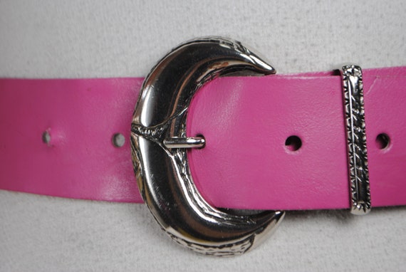 Ruby pink wide leather belt for women - image 2