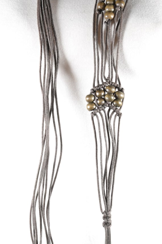 Vintage Macrame Rope Belt With Beads: Bohemian Knot-tie  display picture 3