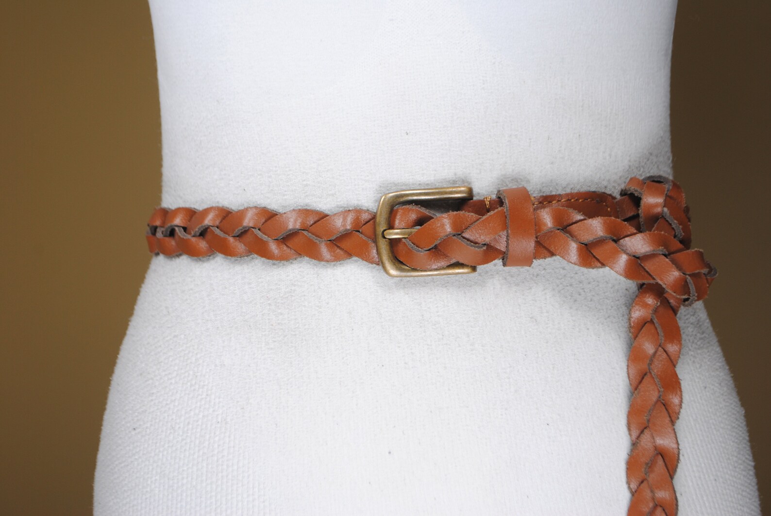 Tan Brown Braided Leather Belt for women. Skinny Woven belt Etsy