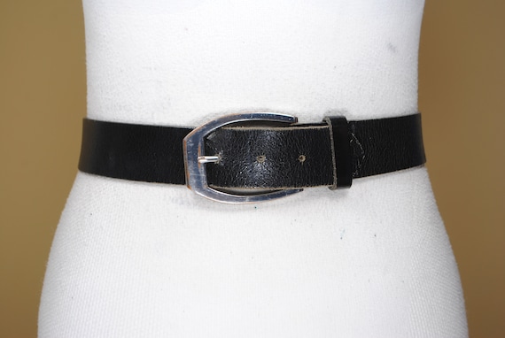Handcrafted Plain Black Leather Belt, Rugged Shabby Belt