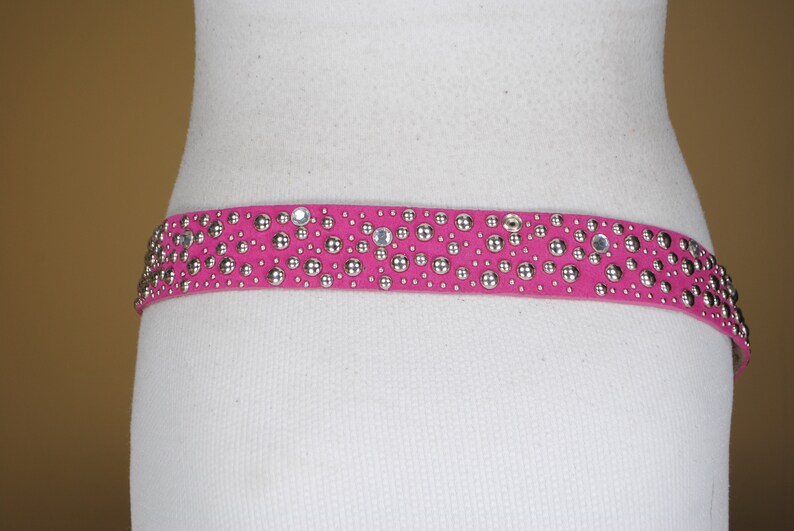 Silver Rivets belt 80s 37/'/'-41/'/' Pink Riveted Belt for women Studded Riveted Belt