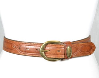 Vintage Tooled Leather Belt for Women, Brown Western Belt  display picture 3