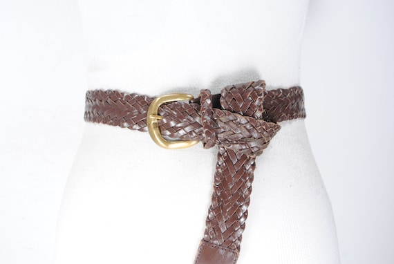 45'' Chocolate Brown Braided Leather Belt for Women 