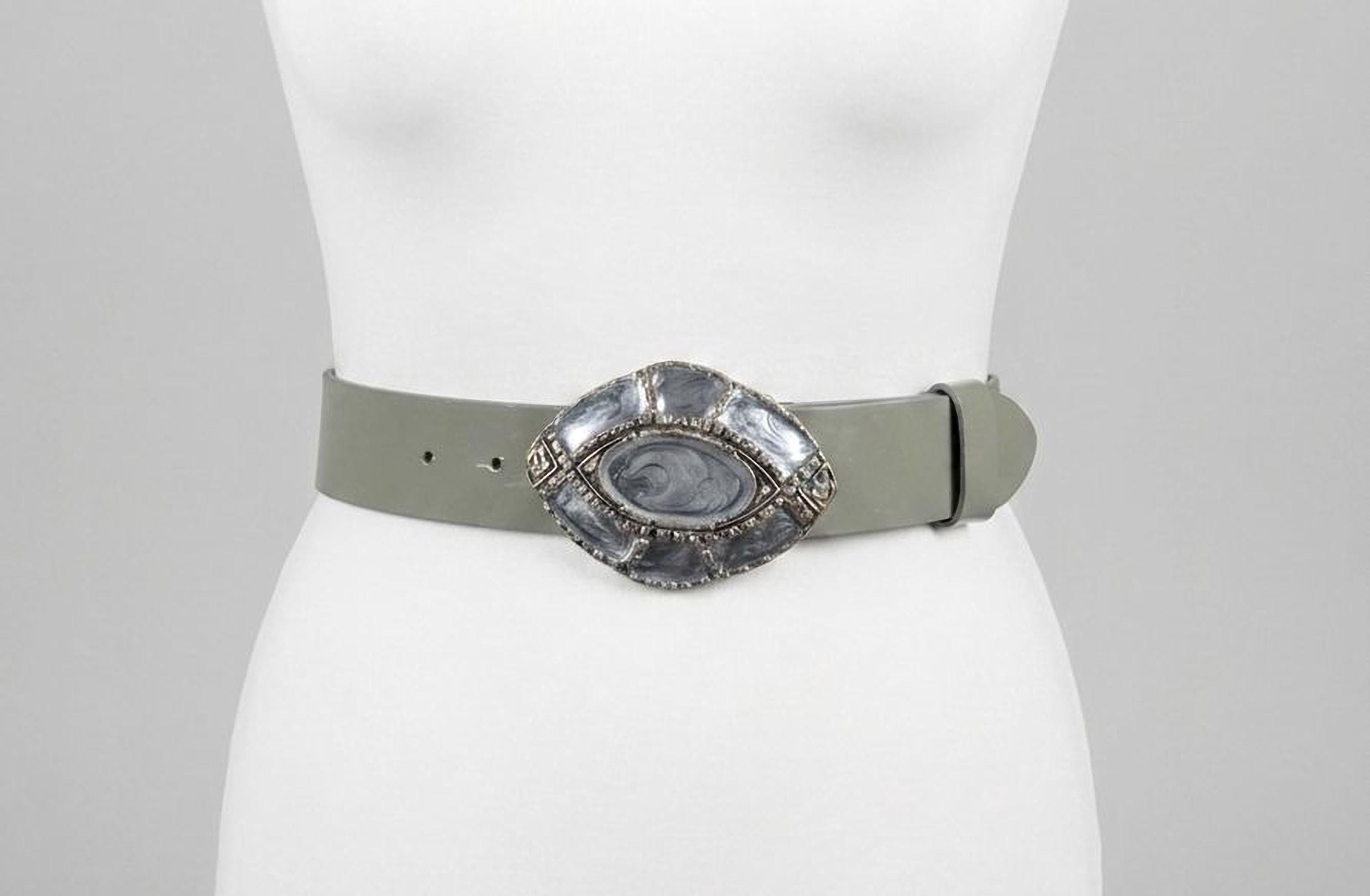 Vintage Y2K leather hip Belt Ivory silver buckle Made In Canada Sz S oversized Y2K Black & Silver Belt: Vintage Grunge Statement Piece - Etsy main image 2