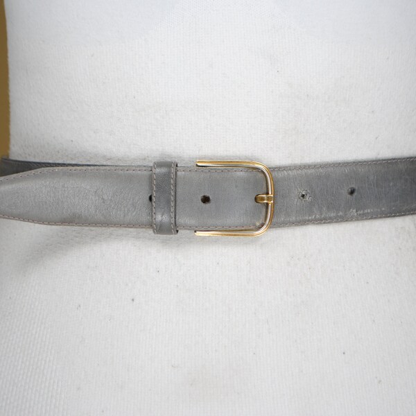 Gray Leather Belt Etsy