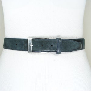 Classic Navy Blue Suede Belt, Universal Unisex Belt, Timeless Slim Belt, Adjustable Blue Belt, Vintage Blue Soft Leather Belt for Women Men