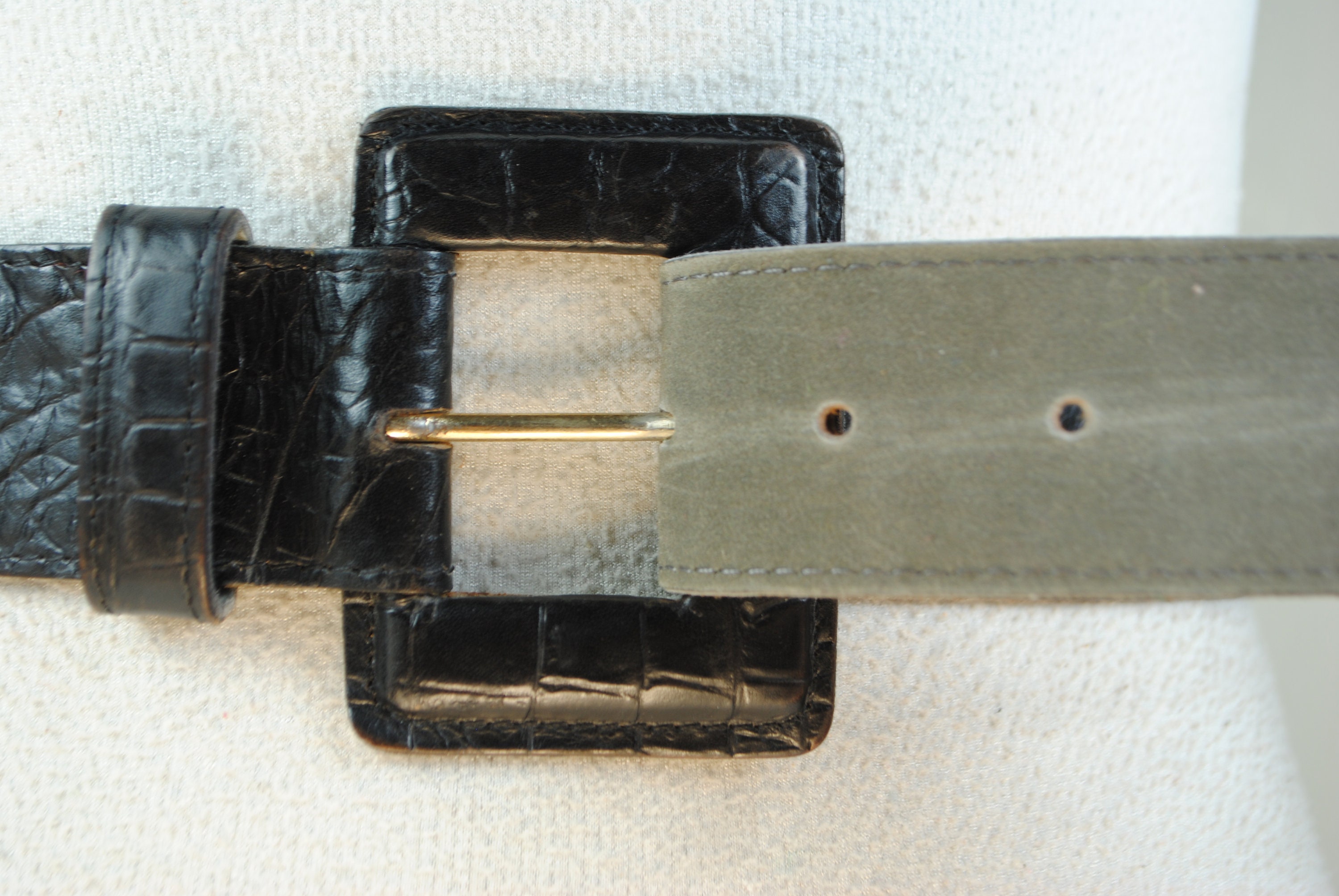 Black Croc Embossed Wide Waist Belt: Square Buckle - Etsy