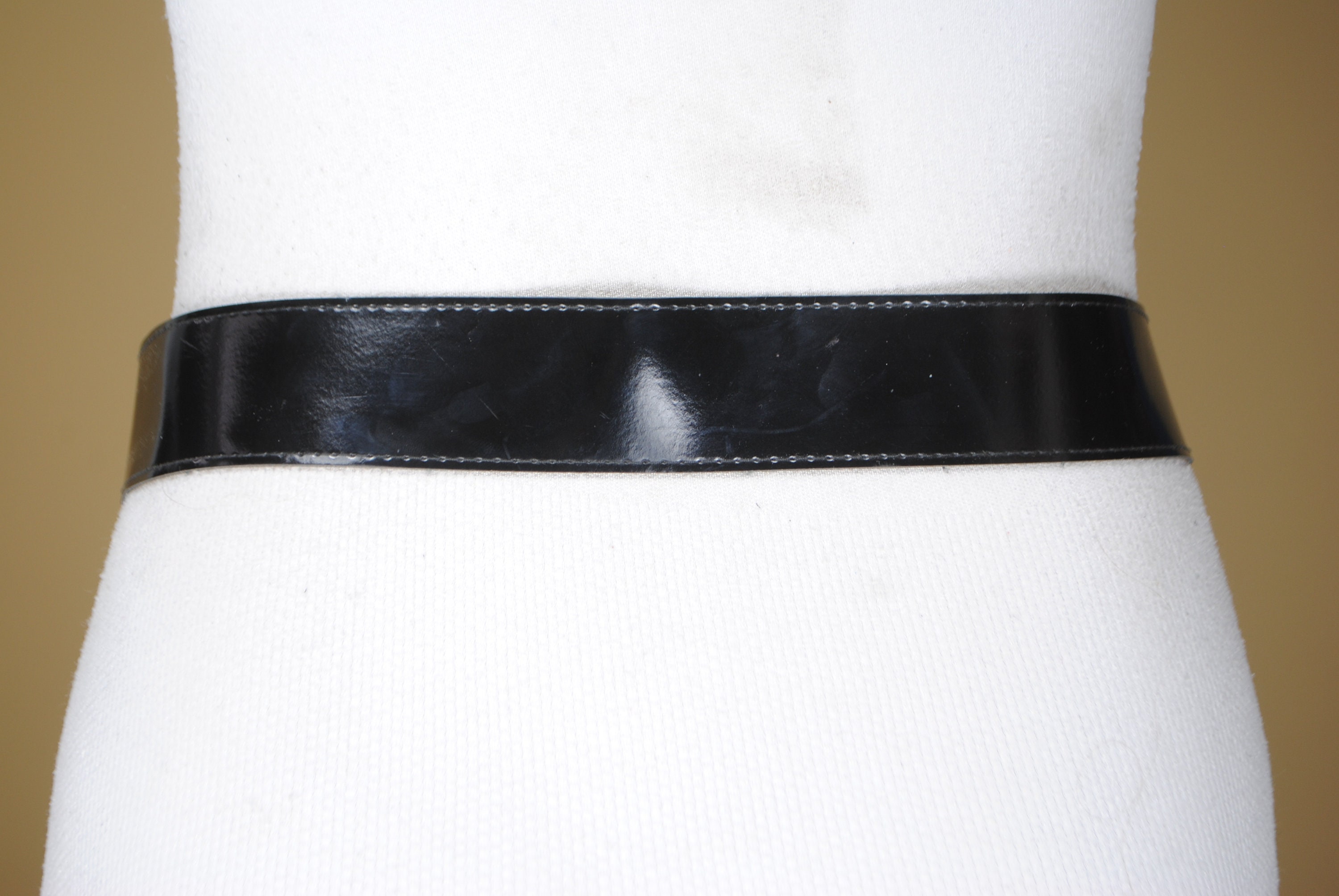 Black Patent Vshaped belt Vinyl asymmetric belt for women Etsy