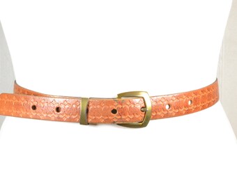 Vintage Tooled Leather Belt for Women, Brown Western Belt  display picture 1