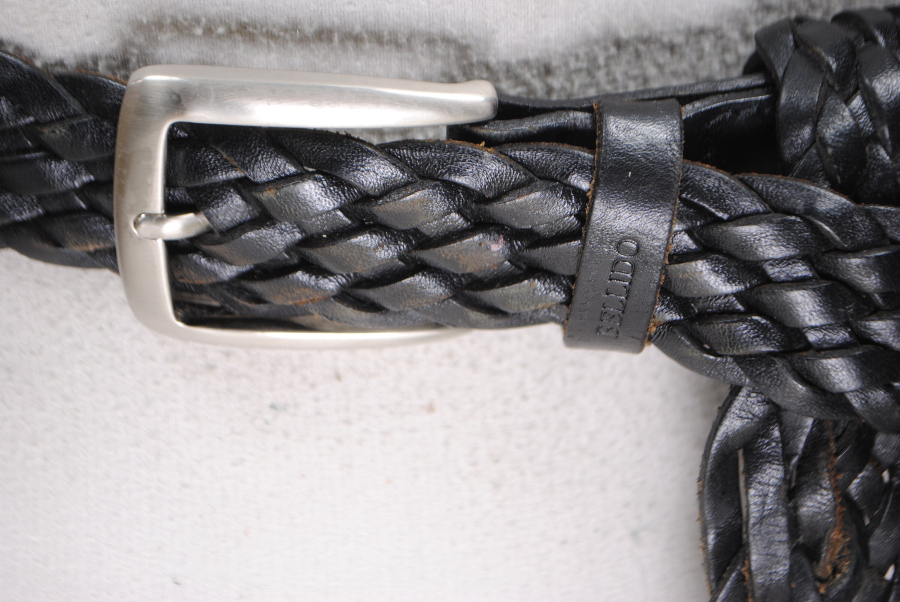 Worth New York Black Woven Italian Leather Belt Wide Basket Weave Braided Boho Black Woven Belt Leather Cotton Braided Detail- Boho Waist  main image 2