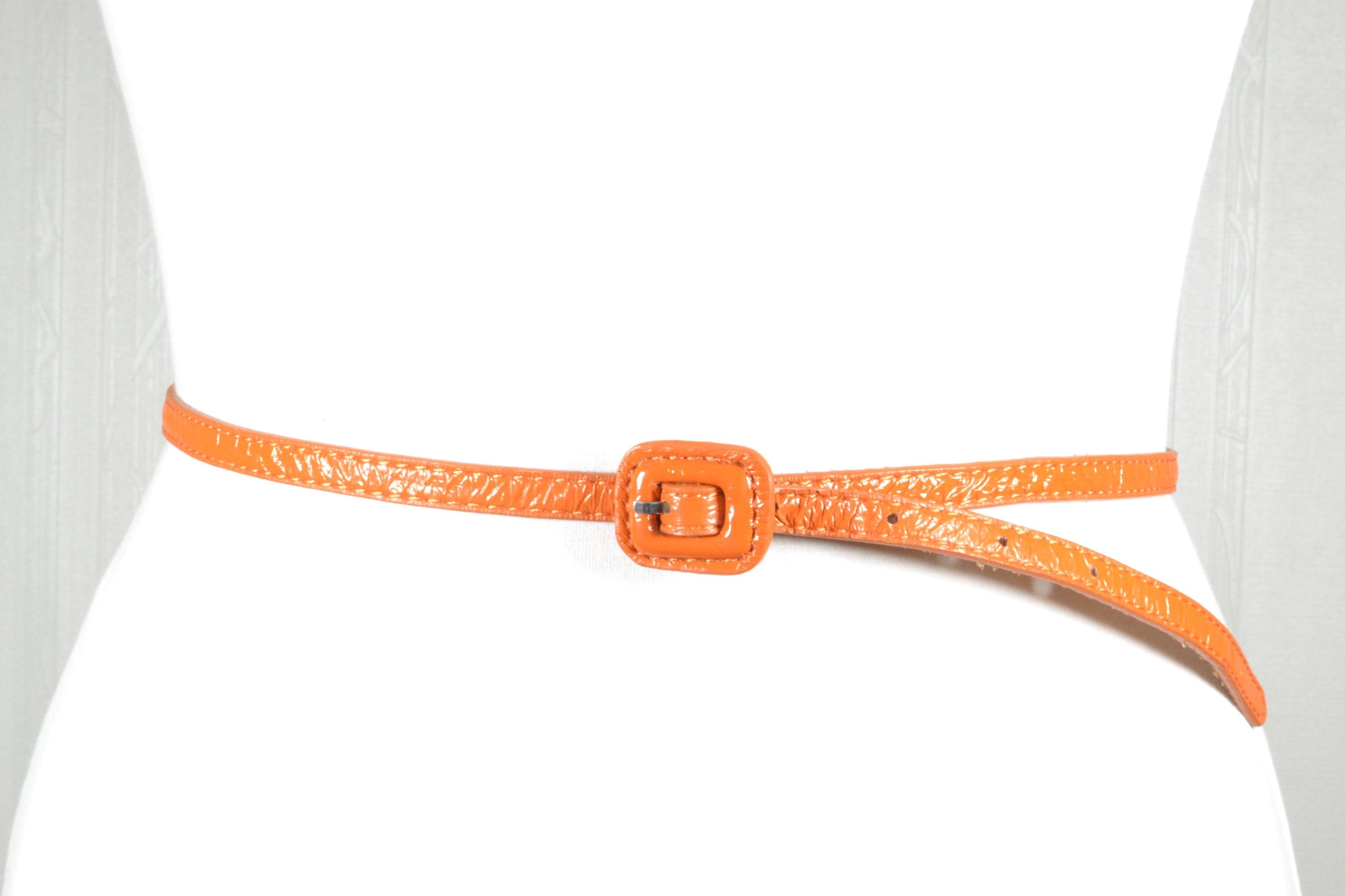 8363 Ladies High Waist Patent Leather Wide Fashion Square Belt, Orange | Ladies High Waist Patent Leather Wide Fashion Square Belt main image 2