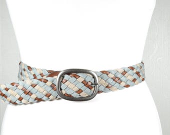 Braided Boho Belt: Multicolor Woven Belt With Silver Buckle  display picture 3