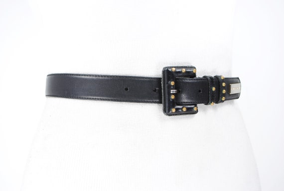 GIVENCHY Black Riveted Leather Belt Women with Bl… - image 5