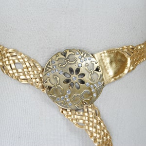 Vintage Y2K Gold Concho Belt: Braided Metallic Moroccan Style