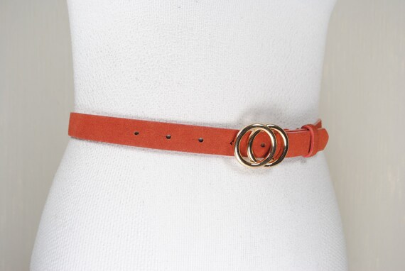 Red Coral Belt, 2 Gold Rings Buckle, Infinity sym… - image 3