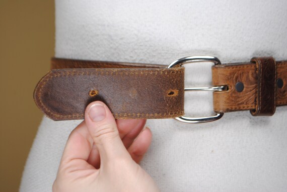 Tooled Leather Belt. Engraved belt, Western Cowgi… - image 3