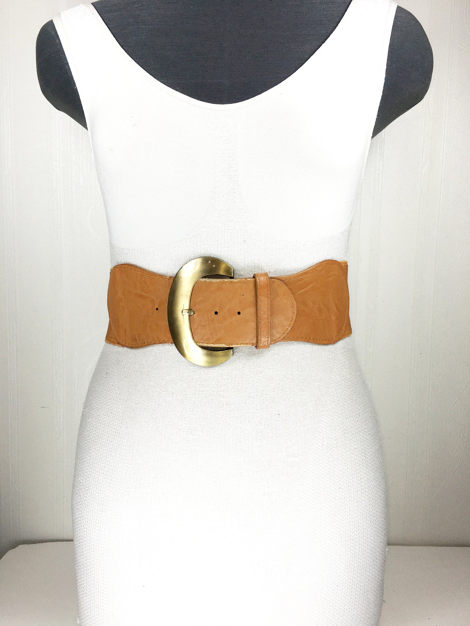 Brown elastic stretch waist belt for women | Etsy