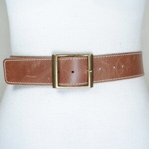 Tan Leather Belt, Brown Plain Minimalist Belt, Boho Bohemian Brown Belt,  Classic Leather Waist Belt for Women with Brass Buckle, Cowgirl