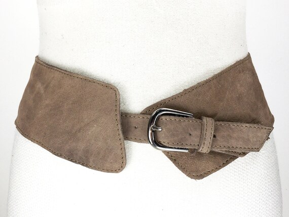 1990s brown wide asymmetrical belt, harness belt,