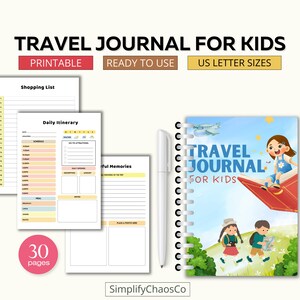 Printable Kids Travel Journal, Travel Journal Printable, Vacation Journal for Kids, Travel Activities, Travel Journal Kids, Instant Download