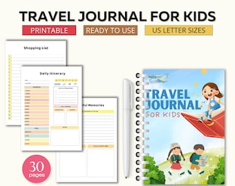 Printable Kids Travel Journal, Travel Journal Printable, Vacation Journal for Kids, Travel Activities, Travel Journal Kids, Instant Download