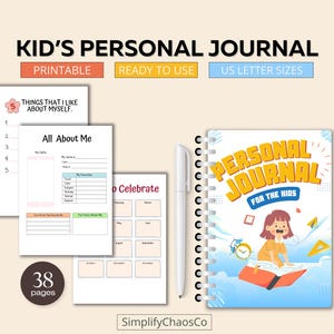 Diario personale per bambini stampabile, diario giornaliero per bambini stampabile, pagine di raccoglitori fai da te per bambini, diario per bambini, download digitale istantaneo