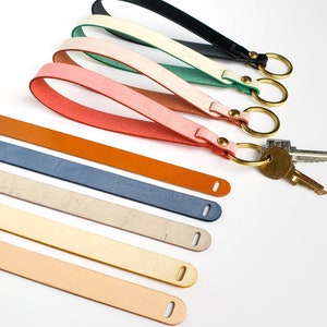 Leather Keychain Wristlet Long Keychain Brass Key Ring, Personalized Key Fob for Mom, Daughter & Bridesmaids Loop Key Wristlet image 3