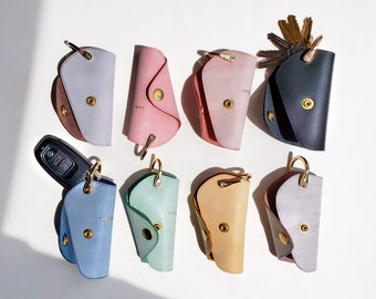 Car Key Cover Leather Key Organizer Keychain Key Pouch Key Wallet Car Accessories For Women Key Case• "Mango"