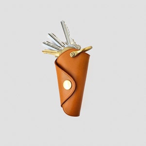 Étui à clés marron « Mini-mangue » • Étui à clés en cuir, porte-clés en cuir tanné végétal