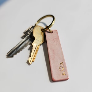 Thick Leather Keychain Tag Delightful Keychain Pendant, Personalized Leather Name Tag and Key Charm, Gifts under 20 9 Colors Pink