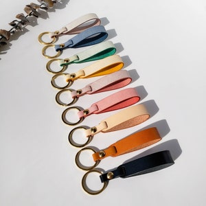 Leather Loop Keychain with Brass Ring • Personalized Gift Under 30 for Him or Her • Custom Leather Key Fob for Everyday Use