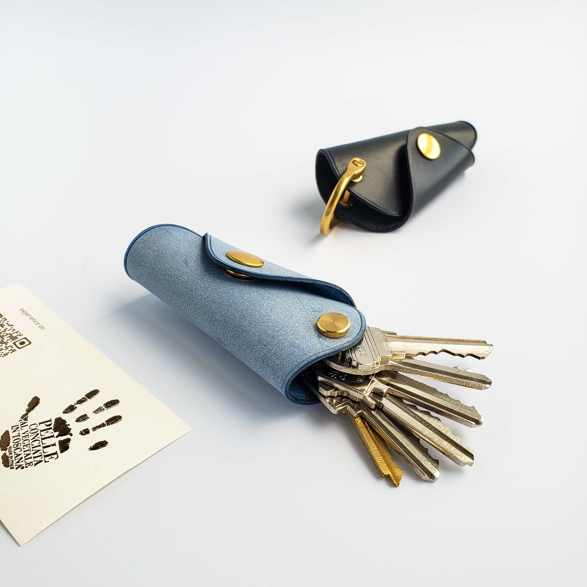 Black "mini-mango" Leather Key Case: Minimalist Key Pouch, Home ...