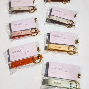 Personalized Leather Keychain for Women, Colorful Key Fob Strap with Gold Keyring, Cute Personal 2024 Bridesmaids' Gift Loop image 2