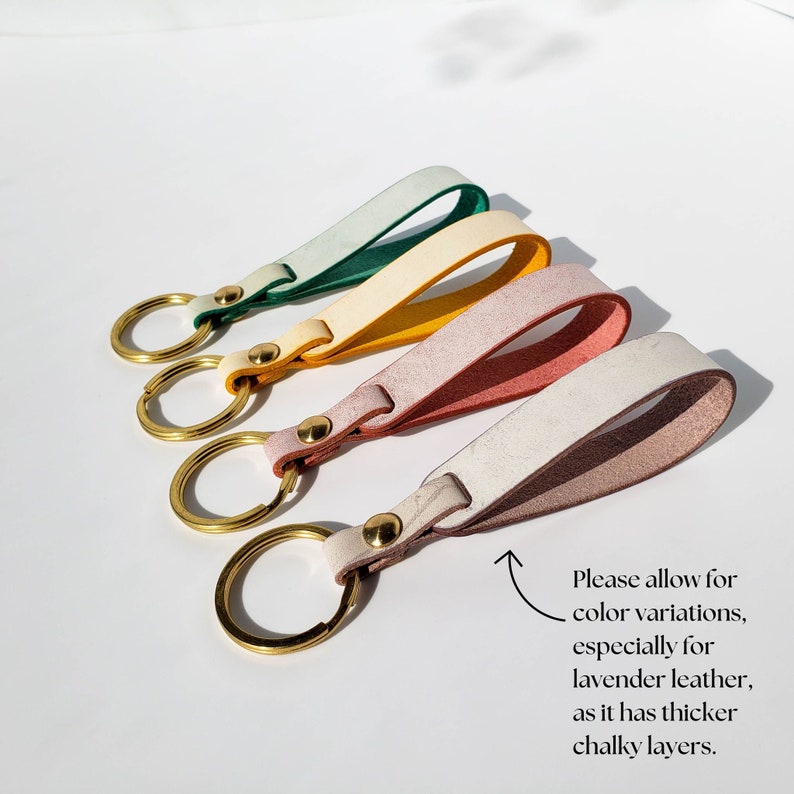 Leather Key Chains for Bridesmaids Gifts, Monogrammed Unique Pastel Color Loop image 9